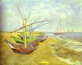 Fishing Boats on the Beach Post Impressionism Vincent van Gogh